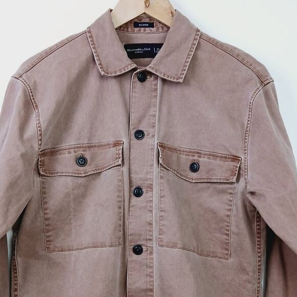 Abercrombie & Fitch SZ XS Utility Style Shirt Jacket Shacket Mauve Relaxed Fit - Picture 4 of 5